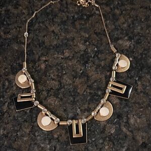 J. Crew Black and Gold Art Deco Necklace